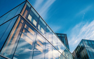 glass facade with low e coated insulated glass