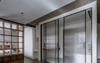 patterned glass entrance door