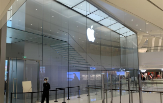 glass structure in lobby application